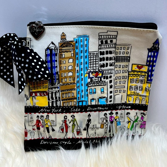 Brighton Handbags - Brighton Coated Canvas Fashion City Pouch Chic Fashion Diva Cosmetic Case